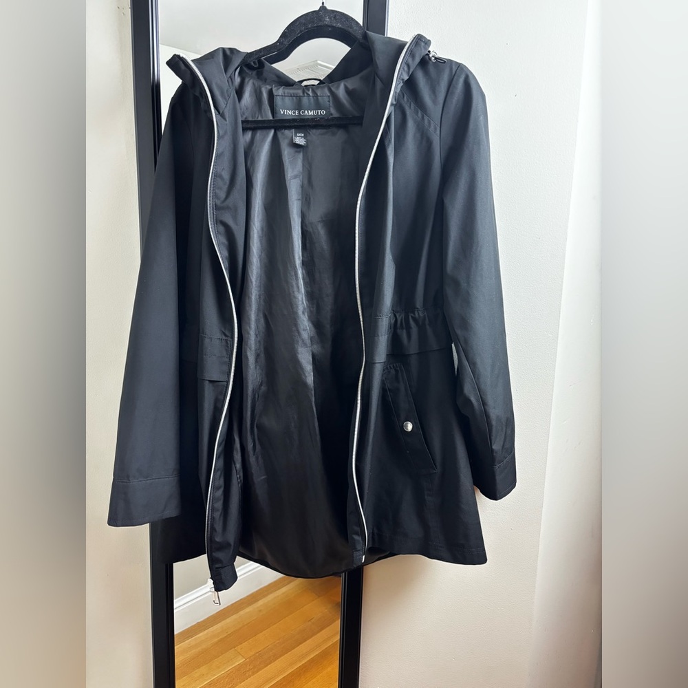 Vince Camuto Black Trench Coat with Hood
